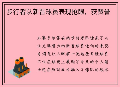 步行者队新晋球员表现抢眼，获赞誉